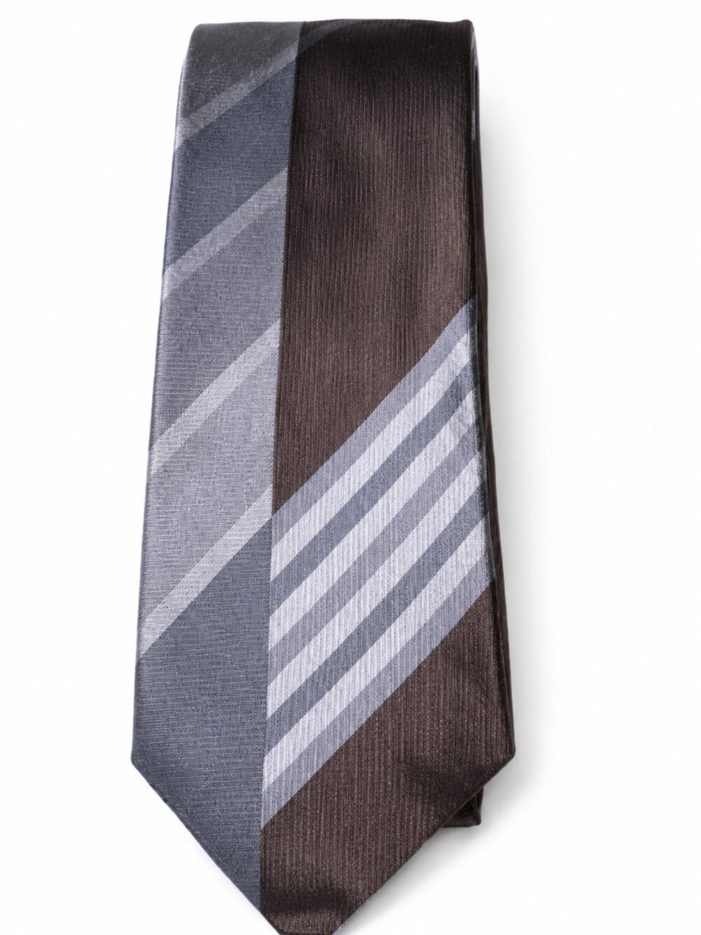 Fendi Brown/Gray Silk Narrow Tie – 3" Width